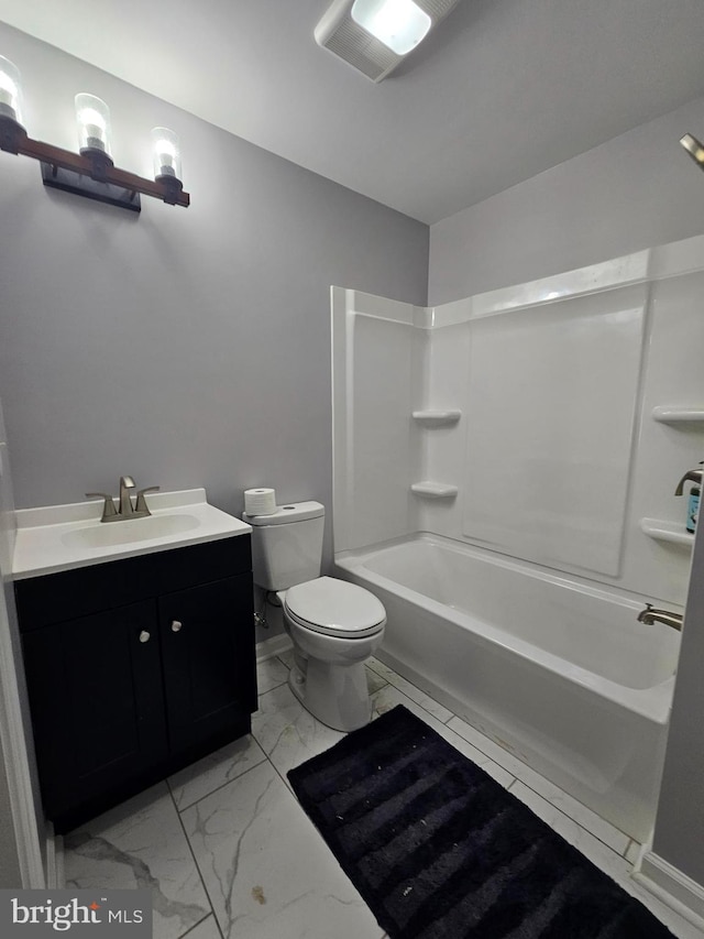 3612 Panhandle Rd, Front Royal, VA 22630 - full bathroom with marble finish flooring, toilet, vanity, and shower / bath combination