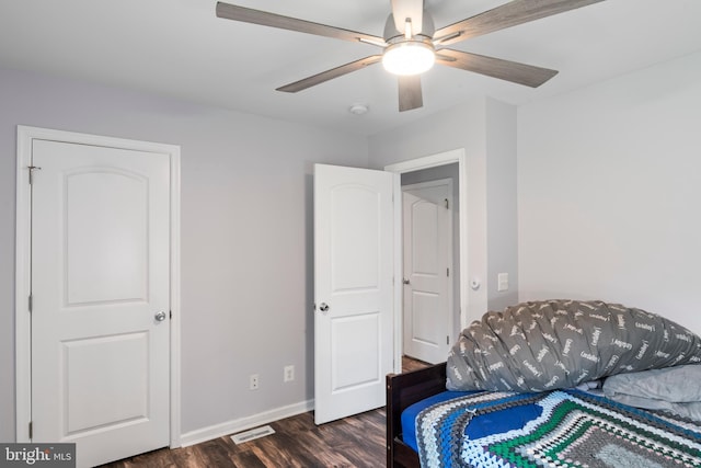 3612 Panhandle Rd, Front Royal, VA 22630 - bedroom with dark wood-type flooring, baseboards, and ceiling fan