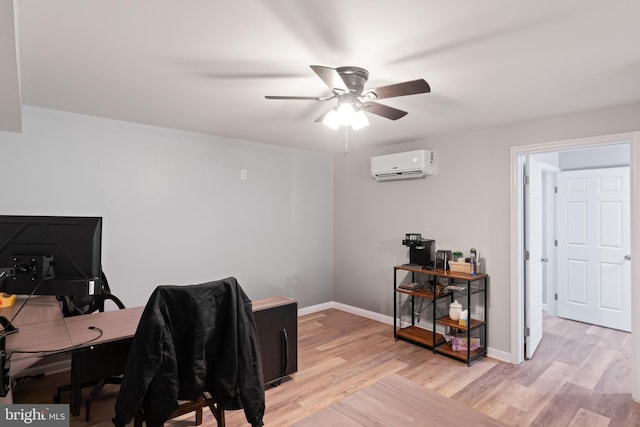 3612 Panhandle Rd, Front Royal, VA 22630 - office space with a wall unit AC, ceiling fan, light wood finished floors, and baseboards
