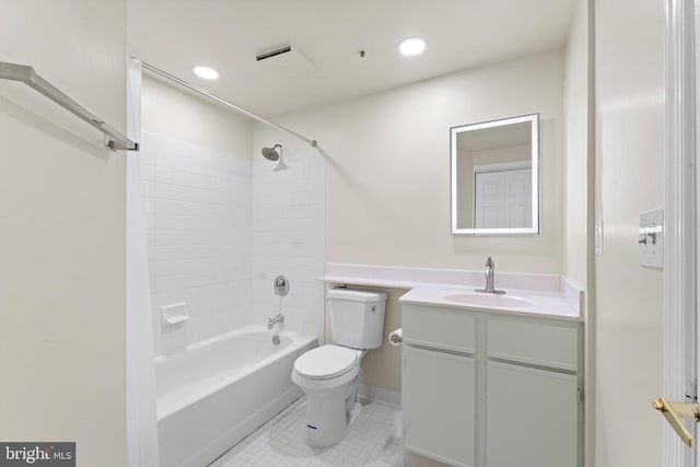24 Courthouse Sq Unit 710, Rockville, MD 20850 - full bathroom with tile patterned floors, toilet, vanity, recessed lighting, and tub / shower combination