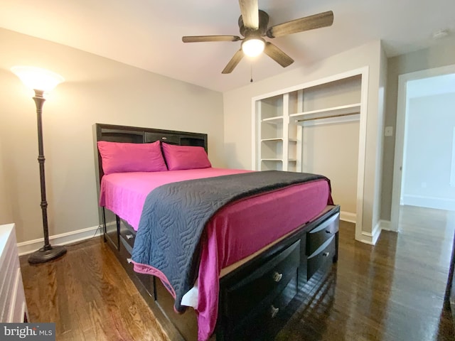 239 Glentay Ave, Lansdowne, PA 19050 - bedroom with wood finished floors, baseboards, ceiling fan, and a closet