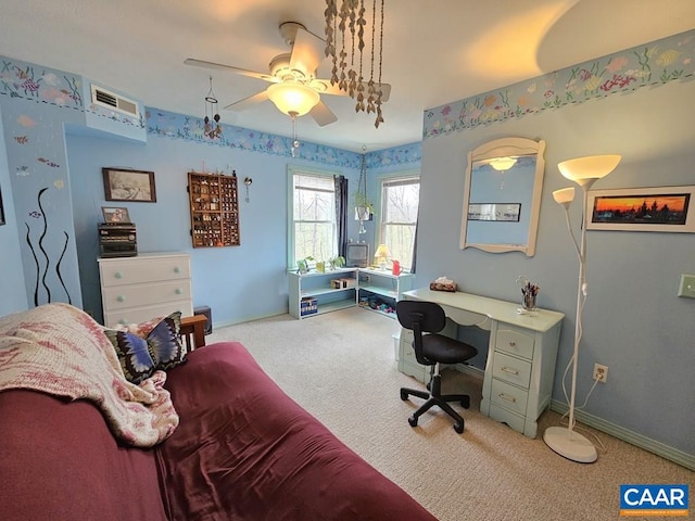419 Camden St, Dillwyn, VA 23936 - carpeted office space featuring a ceiling fan and baseboards