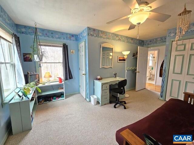 419 Camden St, Dillwyn, VA 23936 - carpeted office space featuring baseboards and ceiling fan