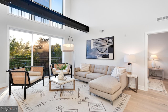 845 19th St NE Unit Ph9, Washington, DC 20002 - living room with a towering ceiling, wood finished floors, and baseboards