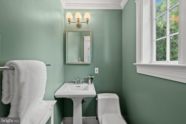 3709 Shepherd St, Chevy Chase, MD 20815 - half bathroom featuring ornamental molding and toilet