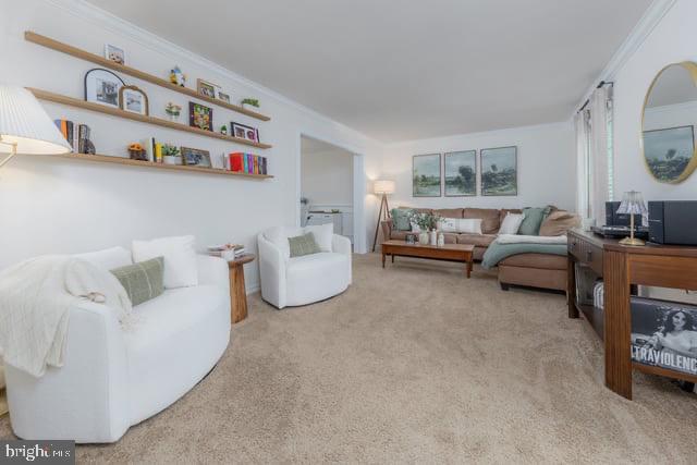 25 Aberdeen Dr, Sicklerville, NJ 08081 - living room featuring ornamental molding and carpet