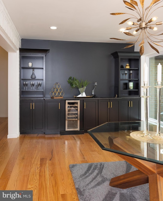 28 Stillwater Ct, Ridgeley, WV 26753 - indoor bar with beverage cooler, light wood-style floors, and recessed lighting