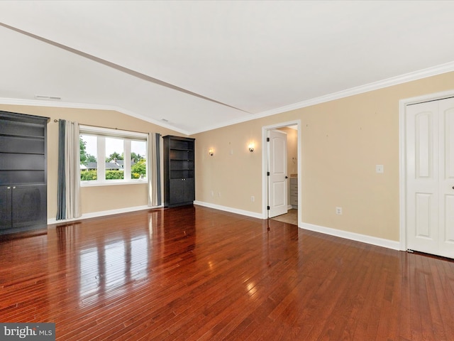 22028 Beaverbrook Dr, Smithsburg, MD 21783 - unfurnished living room with wood finished floors, lofted ceiling, baseboards, and ornamental molding
