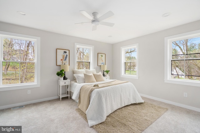 901 E Quaker Bottom Rd, Sparks Glencoe, MD 21152 - bedroom featuring multiple windows, carpet flooring, baseboards, and ceiling fan