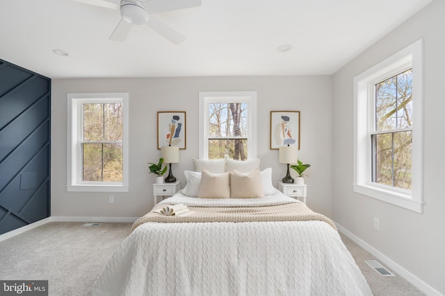 901 E Quaker Bottom Rd, Sparks Glencoe, MD 21152 - carpeted bedroom featuring multiple windows, baseboards, and ceiling fan