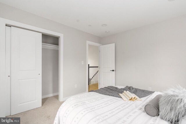 901 E Quaker Bottom Rd, Sparks Glencoe, MD 21152 - bedroom with light colored carpet, a closet, and baseboards