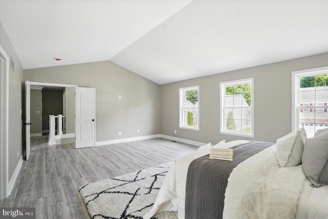 6624 Aaron Mee Way, Baltimore, MD 21237 - bedroom with light wood-style floors, vaulted ceiling, and baseboards
