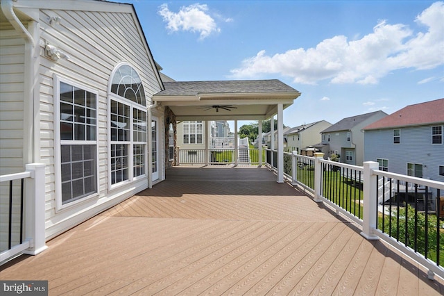 6624 Aaron Mee Way, Baltimore, MD 21237 - wooden deck with a residential view and a ceiling fan