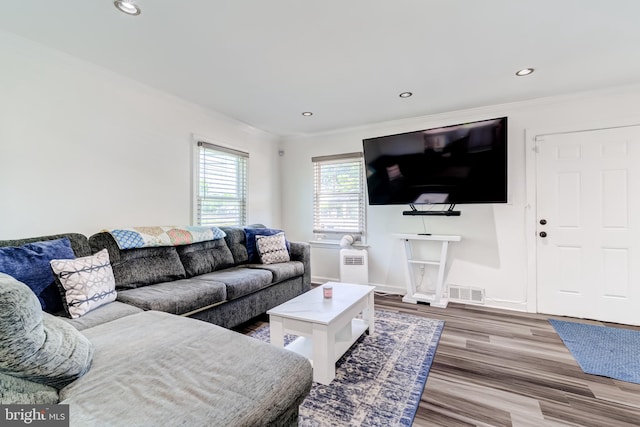 6328 Martin Luther King Jr Hwy, Capitol Heights, MD 20743 - living room with crown molding, wood finished floors, recessed lighting, and baseboards