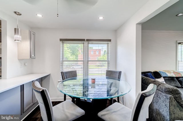 6328 Martin Luther King Jr Hwy, Capitol Heights, MD 20743 - dining space featuring dark wood-style flooring, plenty of natural light, recessed lighting, and baseboards