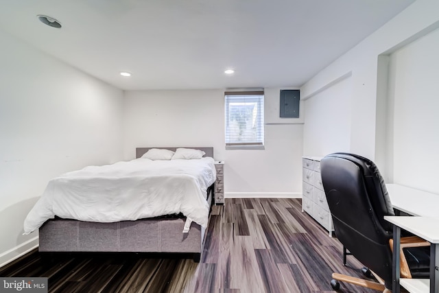 6328 Martin Luther King Jr Hwy, Capitol Heights, MD 20743 - bedroom featuring electric panel, dark wood-style flooring, baseboards, recessed lighting, and an office area