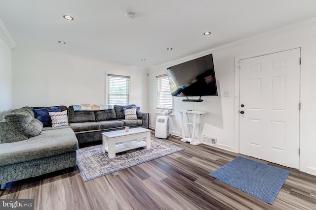 6328 Martin Luther King Jr Hwy, Capitol Heights, MD 20743 - living area with ornamental molding, wood finished floors, recessed lighting, and baseboards