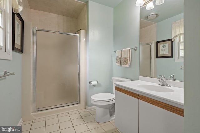 3731 Long Point Dr, York, PA 17402 - bathroom with a stall shower, vanity, toilet, and tile patterned flooring