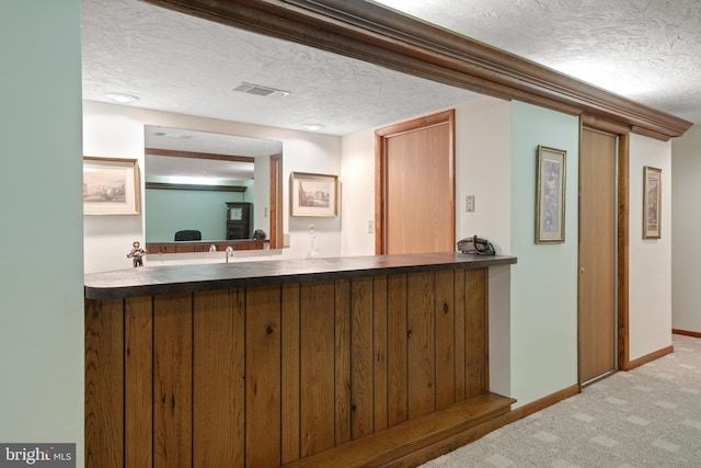 3731 Long Point Dr, York, PA 17402 - indoor wet bar featuring a textured ceiling, carpet, and baseboards