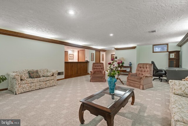 3731 Long Point Dr, York, PA 17402 - living area featuring light carpet, a textured ceiling, baseboards, and recessed lighting