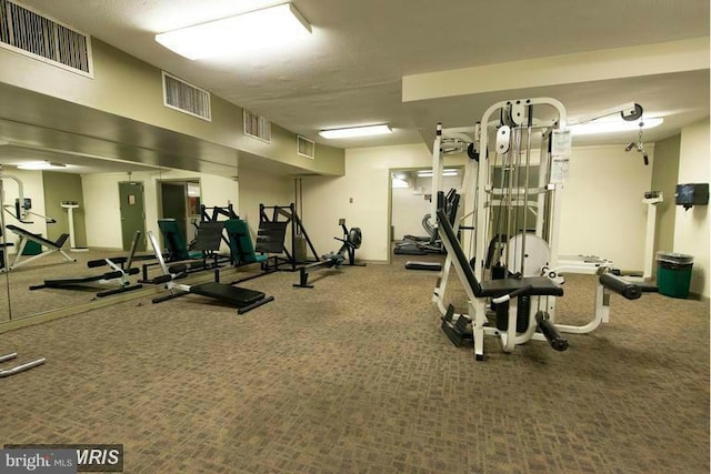 workout area with carpet