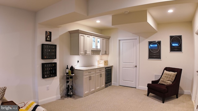 16 Magpie Ln, Princeton Junction, NJ 08550 - bar featuring beverage cooler, recessed lighting, and light carpet