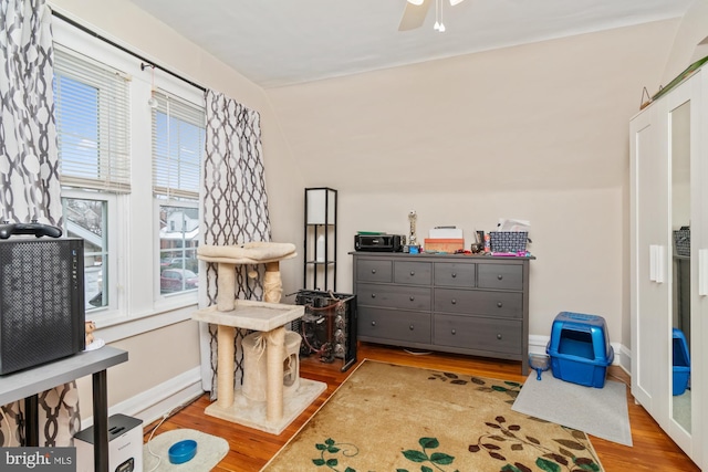 5100 Eugene Ave, Baltimore, MD 21206 - living area with wood finished floors, baseboards, and ceiling fan