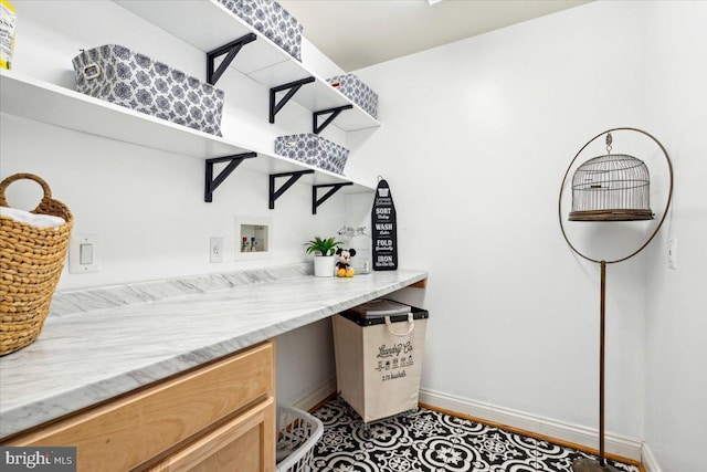 spacious closet with built in study area