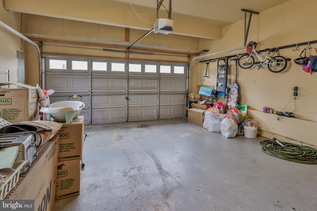 garage with a garage door opener