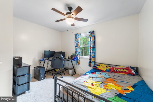 4017 Spring Valley Dr, White Plains, MD 20695 - carpeted bedroom with an office area and a ceiling fan