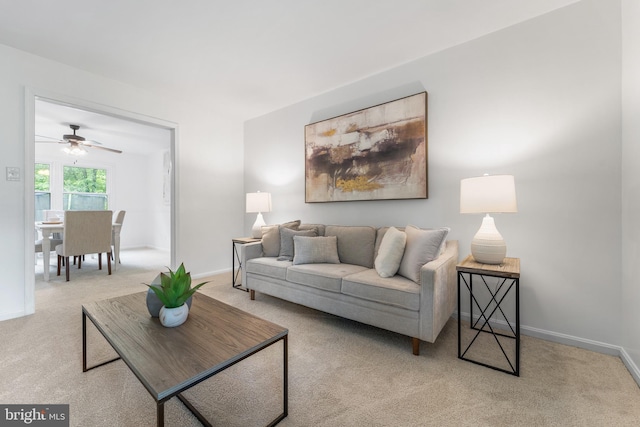 4017 Spring Valley Dr, White Plains, MD 20695 - living room with carpet, ceiling fan, and baseboards