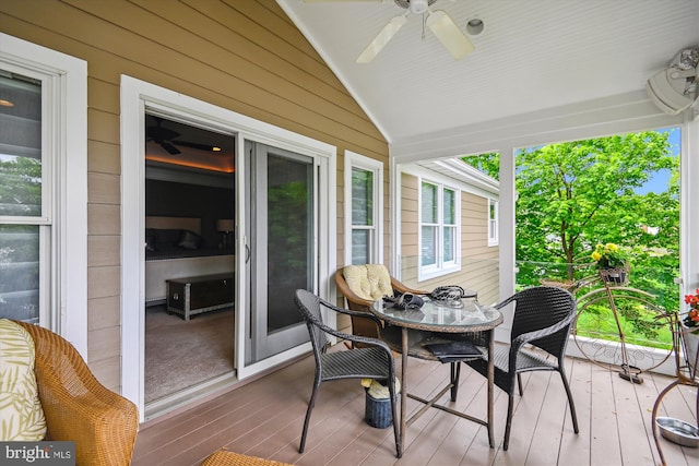 853 Imperial Rd, Arnold, MD 21012 - sunroom with a ceiling fan, vaulted ceiling, and outdoor dining area