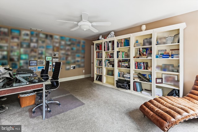 853 Imperial Rd, Arnold, MD 21012 - home office with a ceiling fan and carpet