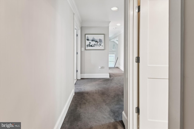 853 Imperial Rd, Arnold, MD 21012 - hall with baseboards, crown molding, and carpet flooring