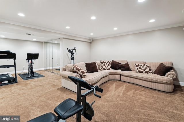 853 Imperial Rd, Arnold, MD 21012 - exercise area with carpet flooring, recessed lighting, crown molding, and baseboards