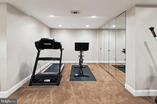 853 Imperial Rd, Arnold, MD 21012 - workout area featuring carpet floors, baseboards, and recessed lighting