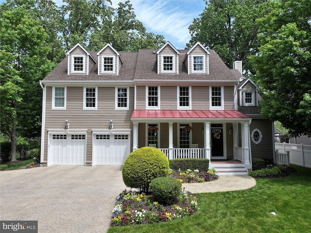 853 Imperial Rd, Arnold, MD 21012 - view of front of house with a porch, an attached garage, driveway, a chimney, and a shingled roof