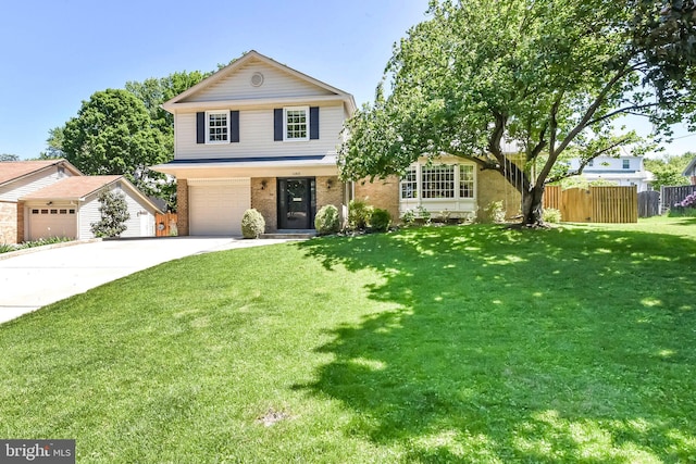 traditional-style home featuring driveway, brick siding, and an attached garage