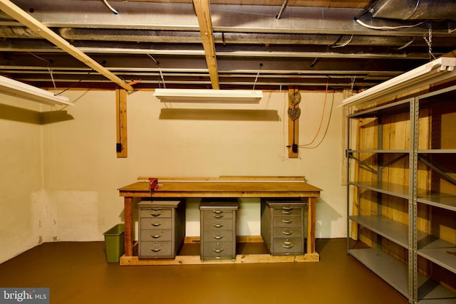 view of unfinished basement