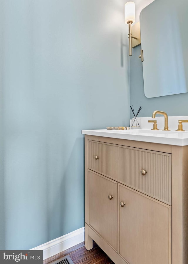 1123 Riverview Ln, Conshohocken, PA 19428 - bathroom featuring vanity, baseboards, and wood finished floors