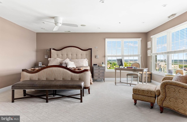 1123 Riverview Ln, Conshohocken, PA 19428 - bedroom with light colored carpet, baseboards, and a ceiling fan