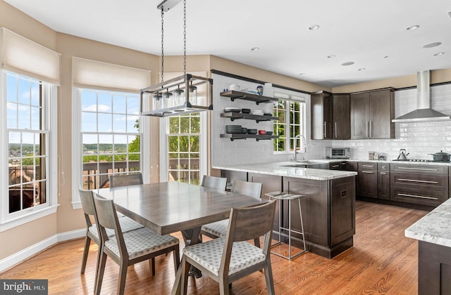 1123 Riverview Ln, Conshohocken, PA 19428 - dining area featuring light wood-type flooring, baseboards, and recessed lighting