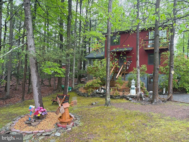 view of yard with stairway