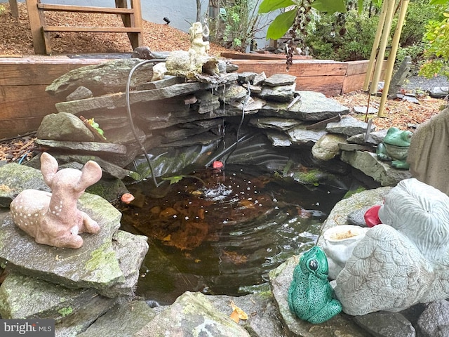 exterior view of a garden pond