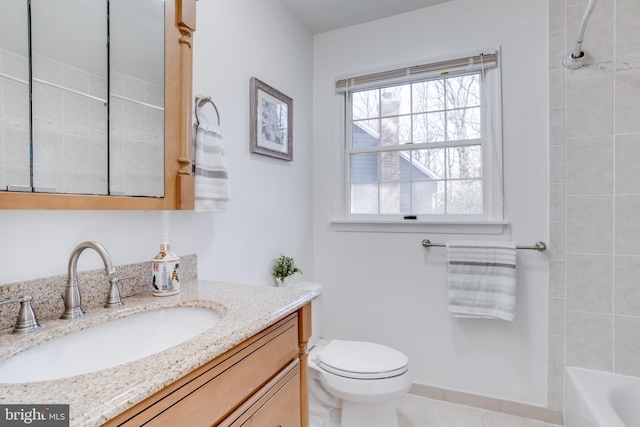 7530 Royce Ct, Annandale, VA 22003 - bathroom featuring toilet, vanity, and tile patterned floors