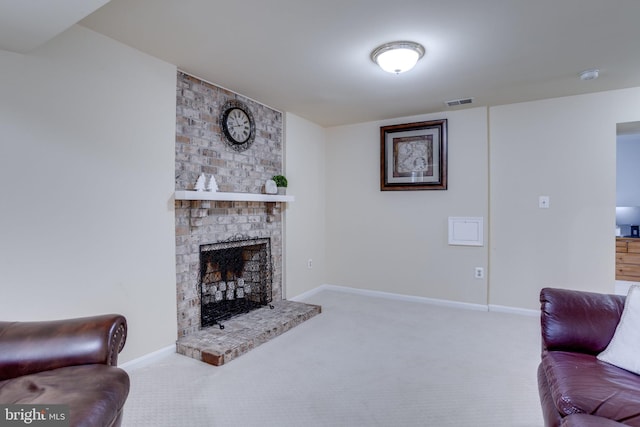 7530 Royce Ct, Annandale, VA 22003 - living room featuring carpet, a fireplace, and baseboards