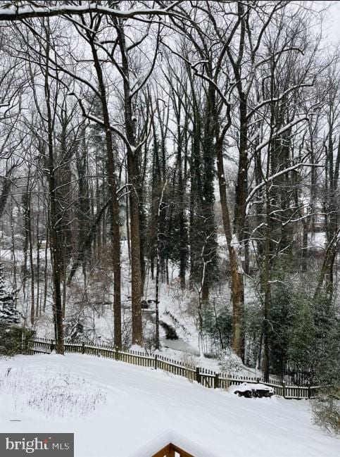7530 Royce Ct, Annandale, VA 22003 - snowy yard featuring fence