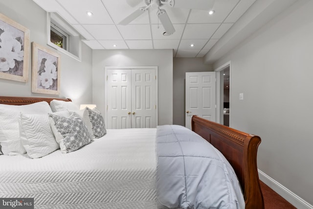 1002 Queen Annes Lace Way, Annapolis, MD 21401 - bedroom featuring a closet, baseboards, a ceiling fan, and recessed lighting