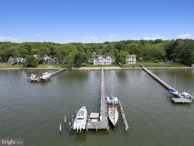 1100 Steamboat Rd, Shady Side, MD 20764 - dock with boat lift, a water view, and a view of trees