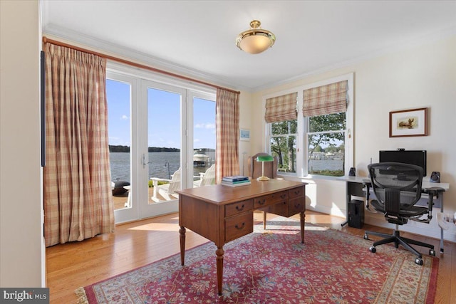 1100 Steamboat Rd, Shady Side, MD 20764 - office area with wood finished floors and ornamental molding